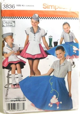 Simplicity Pattern 3836 1950's Girl's Top, Skirt,  K5, 7, 8, 10, 12, 14 Uncut - Image 1 of 4