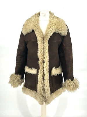 1970s Afghan coat sheepskin fur shearling Penny lane Boho Womens Small Uk 10 - Image 1 of 4