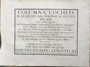 1704 Incisione Bartoli - Frontespizio a "Columna Cochlis" - Marco Aurelio - Foto 1 di 3