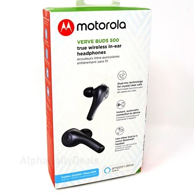 Motorola Verve Buds 500 True Wireless Bluetooth In-Ear Earbuds Headphones Black - Image 1 of 2