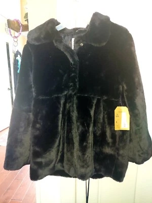 Girls Route 66 Black Faux Fur Jacket Size  14/16 - Image 1 of 4