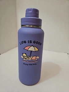 Life Is Good Tide Beach Edelstahl Wasserflasche 32 Unzen Iris lila Neu - Bild 1 von 10