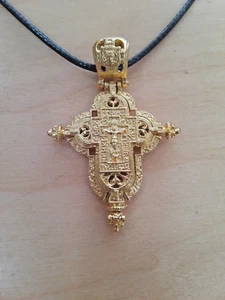 Relicario cristiano ortodoxo estilo ruso cruz pectoral buen detalle estuche reliquia - Imagen 1 de 6