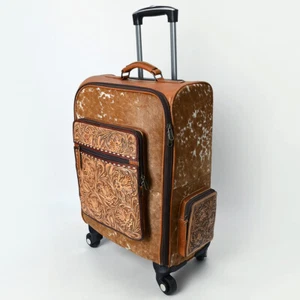 AD American Darling Travel Case Beautifully Hand Tooled Hair-On Genuine - Imagen 1 de 6