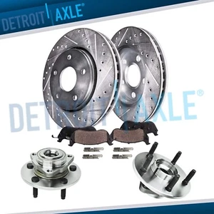 Front Drilled Brake Rotors Pads Wheel Bearing Hubs for 2002-2005 Dodge Ram 1500 - Picture 1 of 7
