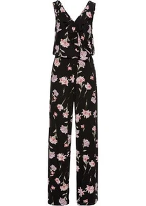 Neu Geblümter Jersey-Overall Gr. 48/50 Schwarz Damen Jumpsuit Onesie Einteiler - Bild 1 von 1