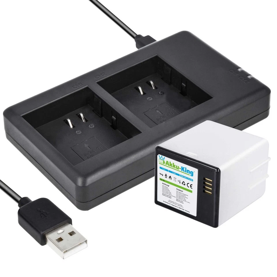 AKKU-KING Dual-Ladestation + Akku 3000mAh - für Netgear Arlo Go VMA4410 VML4030 - A-2