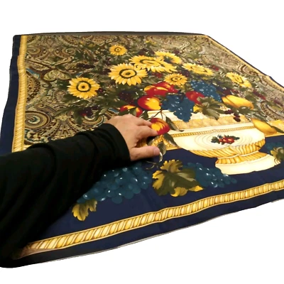 Vintage Large Sunflower Scarf Echo Silk Satin Fall Colors DISPLAY SUNFLOWERS - Image 1 of 4