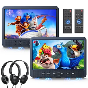 2X 10.5" Full HD Dual Screen Car Headrest DVD Player TV USB Monitor with Headset - Picture 1 of 9