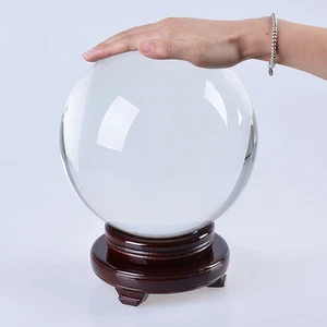 LONGWIN Crystal Ball Sphere Glass Ball with Wooden Stand & Gift Box 200mm  - Picture 1 of 4