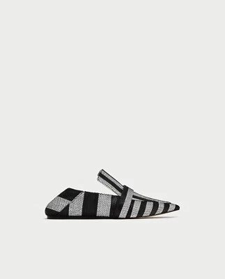 Zara Woman Striped Flat Mule Loafers 6436/201 Size 8 NWT - Image 1 of 4