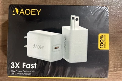 3x Fast Charger Cord 20W USB-C Power Adapter Wall Charge / 2 Pack - Image 1 of 3