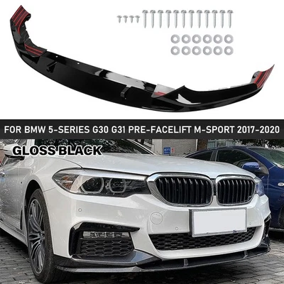 Labio divisor de parachoques delantero negro brillante para BMW Serie 5 G30/G31 M Sport 2017-2020 Foto 1 de 4