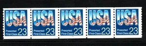 Stamp USA 23¢ Presorted First-Class Plate #1111 Coil Strips of 5 stamps SC#2608 - Picture 1 of 2