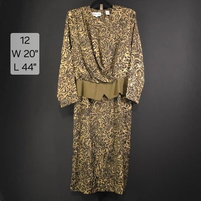 Vestido Vintage Andrea Gayle Mujer 12 Años 80 Secretaria Blusa Metálico Estampado Animal Foto 1 de 4