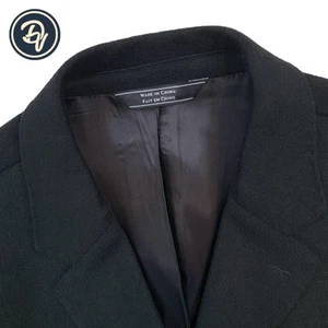 Mens XL / 46 R Saks Fifth Avenue " Trim Fit " Black Wool / Cashmere Over Coat - Picture 1 of 14