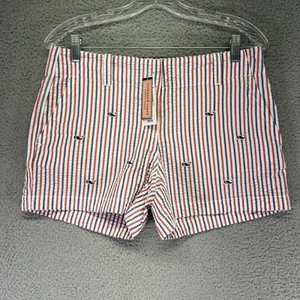 Vineyard Vines Shorts Damen 4 weiße Chino 3,5" Feuerwerk Seersucker Wal adrett - Bild 1 von 9