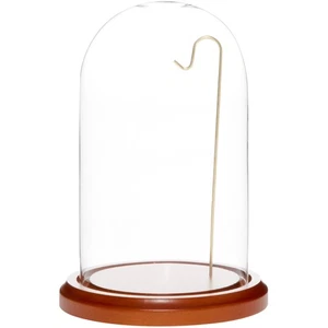 Plymor 4" x 7" Watch Glass Display Dome Cloche (Walnut MDF Base & Brass Wire) - Picture 1 of 3
