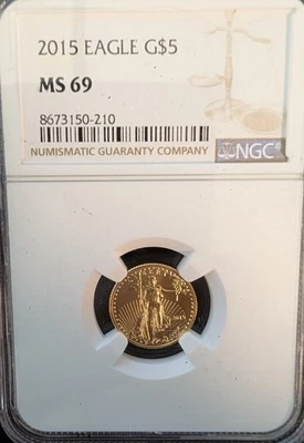 2015 $5 Gold Eagle 1/10 oz NGC MS69 - Image 1 of 2