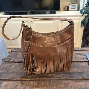 Tommy Hilfiger Bolso de Hombro Boho Marrón con Flecos 10x8 Cartera Imitación Cuero Para Mujer’s - Imagen 1 de 7