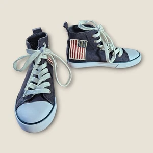 Polo Ralph Lauren scarpe da ginnastica alte per bambini bandiera americana in tela taglia 4 - Foto 1 di 11