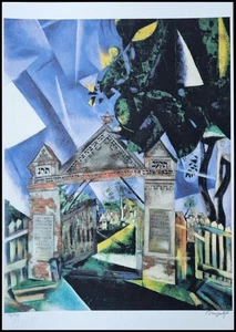 MARC CHAGALL * La Puerta del Cementerio * 50 x 35 cm * Litografía firmada * limitada # 16/250 - Imagen 1 de 7
