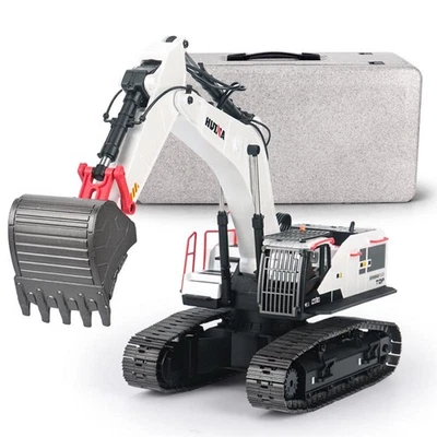 1/14 HUINA RC Metal Excavator Model Toys 1594 Radio Light Battery 22CH Sound - Image 1 of 4