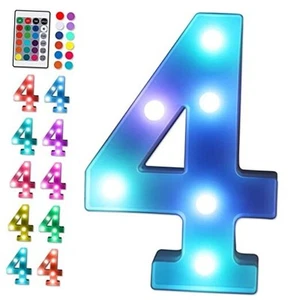  Colorful LED Number Lights with Remote, Light Up Number Sign for Night Light 4 - Picture 1 of 5