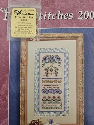 Just Nan FIRST STITCHES 2000 Counted Cross Stitch Pattern JN065 & Embellishments - Image 1 of 4