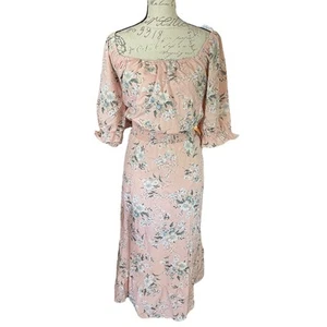 Bloomchic Plus Size Pink Floral Boho Midi Dress Size 26 - Picture 1 of 6