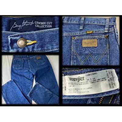Винтажные прямые мужские джинсы Wrangler ковбойской огранки George 36x34 синие вестерн ранчо родео - Изображение 1 из 4