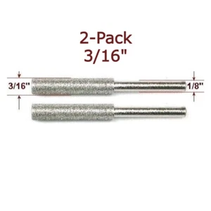 2pc 3/16" Diamond Chainsaw Sharpener Burr Bit File 120 Grit Dremel Rotary Tool - Picture 1 of 2