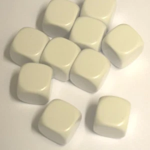 Plastic Blank Dice 16mm - White (10) - Picture 1 of 1