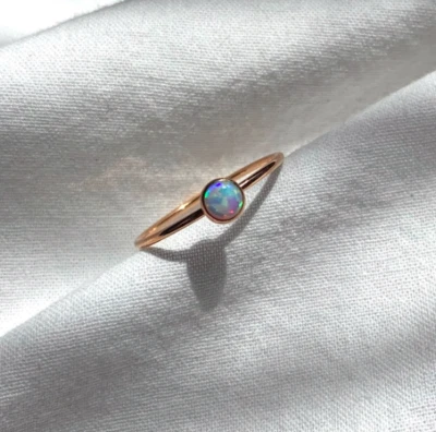 White Opal Ring, Opal Ring, 14k Gold Filled, Fire Opal Ring, October Birthstone - Image 1 of 3