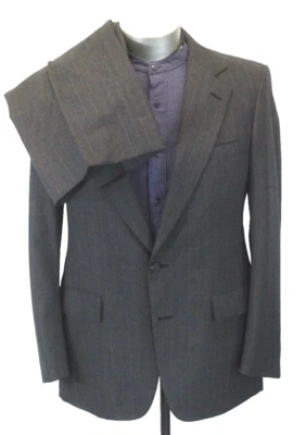 mens charcoal pinstripe Vintage 80s Cricketeer 2pc Pant Suit all season 40 R - Image 1 of 4