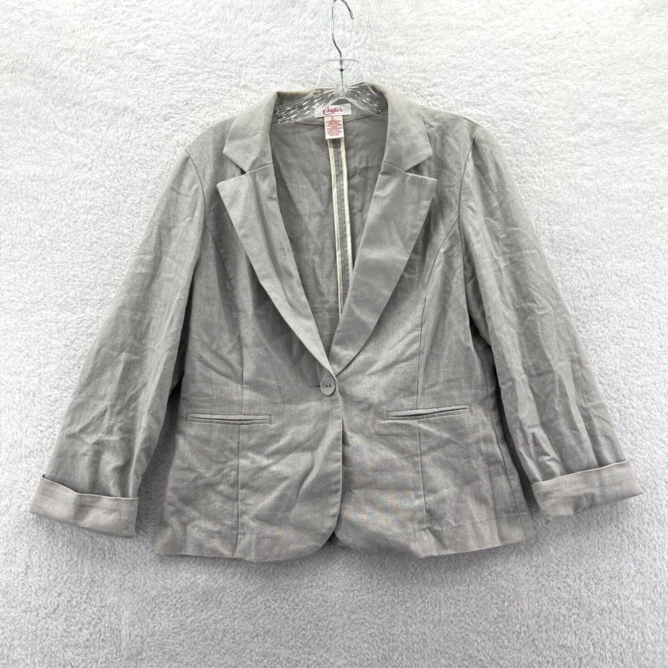 Chaqueta Blazer Candies Mujer Grande Gris 34x24 Traje Abrigo Deportivo Damas Elegante Foto 1 de 4