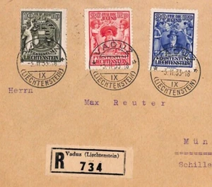 LIECHTENSTEIN Cover JUGEND Set (1932) CHARITY Vaduz Registered 1933 Munich YE94 - Picture 1 of 8