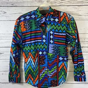 Hemd mit Knopfleiste Vintage heller Druck Kragen vorne Cutout UNIKAT klein - Bild 1 von 10
