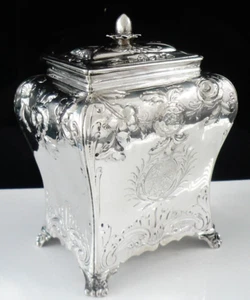 Antique Sterling Silver Bombe Shape Tea Caddy, Daniel Smith & Robert Sharp 1765 - Picture 1 of 12