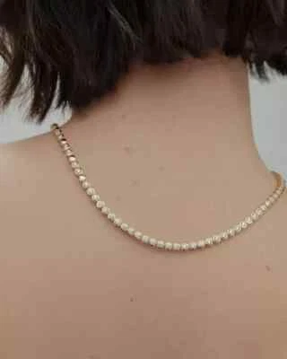 3Ct Round cut Lab Created Diamond 14k Yellow Gold Plated Tennis Necklace 18" - Image 1 of 3