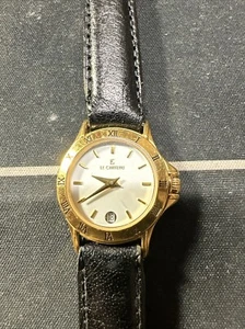 LC LE CHATEAU Brand New Ladies 23K Gold Plated Date Watch LC-2155L New Battery - Picture 1 of 4