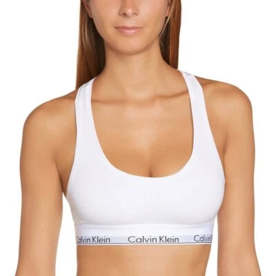 Calvin Klein Modern Cotton Bralette Bra Top F3785E White. - Image 1 of 2