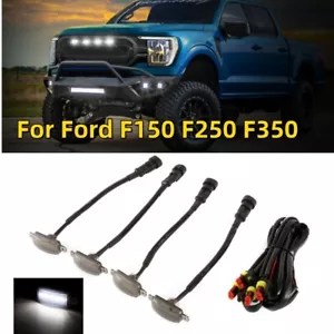 4pcs Smoked Lens White LED Front Grille Running Lights for Ford F150 F250 F350 - Foto 1 di 12