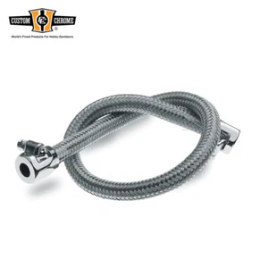 Steel Braided Oil Line Kit 16" Hose & Chrome End Caps Fit For Harley Davidson - Picture 1 of 2
