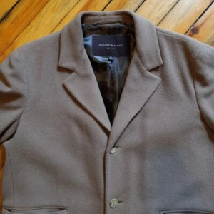 Andrew Marc XL luxury designer cashmere wool blend overcoat light brown cream - Picture 1 of 8