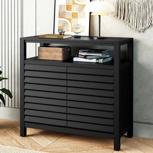 Kitchen Accent Cabinet Storage Cabinet Sideboard Buffet Cabinet with Doors Black - Picture 1 of 8