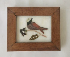 Handmade Colorful Bird Inlayed on Marble Pietra Dura Plaque Micro Mosaic #14 - Picture 1 of 2