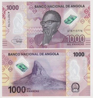 ANGOLA 1000 KWANZAS (2020) - P-NEW  UNC Polymer Notes -Prefix A - Image 1 of 3