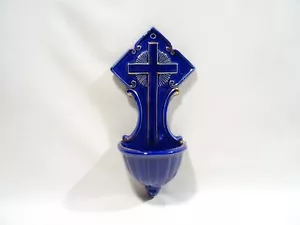 ANCIEN BENITIER FAIENCE SARREGUEMINES OBJET RELIGIEUX CHRISTIANISME RELIGIOUS - Imagen 1 de 8
