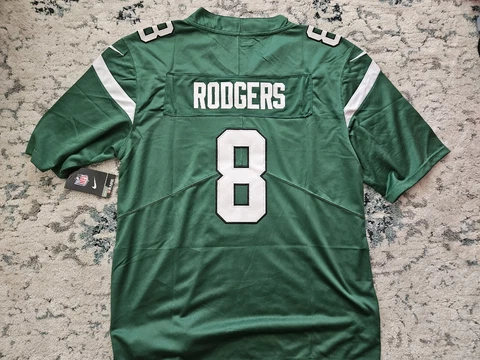NFL NEW YORK JETS #8 AARON RODGERS Green stitched Football Jersey Mens MED. NWT Cover